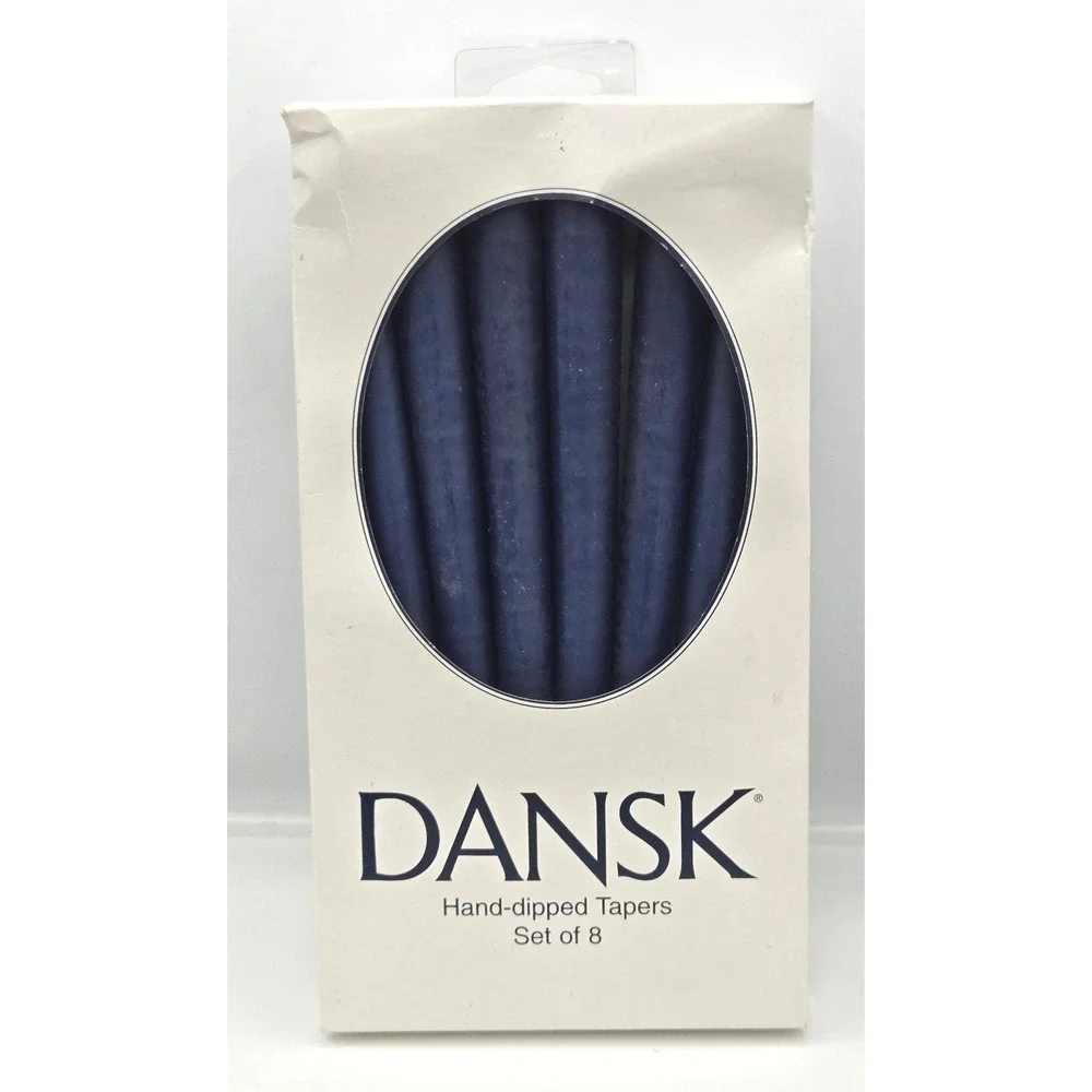 Vintage Dansk Navy Blue Hand Dipped Taper Candles Set of 8 Made in Denmark 10
